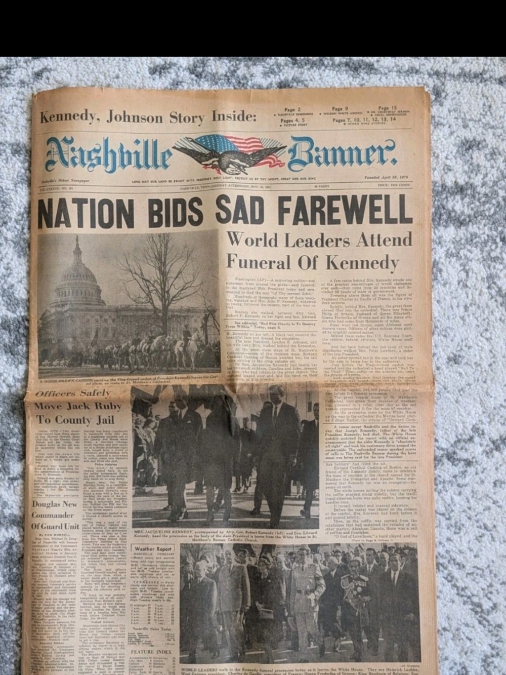 VTG The Nashville Banner Nov 25 1963 JFK Funeral Lee Harvey Oswald Jimmy Hoffa